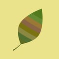 Multicolored tree leaf on yellow background, color illustration, design.