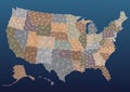 Multicolored triangle mosaic USA map network vector