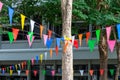 Multicolored triangular flag detail art