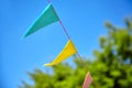 Multicolored triangular paper festival flags