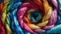 Multicolored twisted wool yarn texture