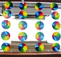 several multicolored umbrella as decoration