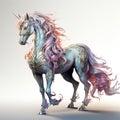 Multicolored Unicorn galloping. Dreem unicorn Royalty Free Stock Photo