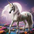 Multicolored Unicorn galloping. Dreem unicorn Royalty Free Stock Photo