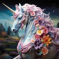 Multicolored Unicorn galloping. Dreem unicorn Royalty Free Stock Photo