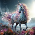 Multicolored Unicorn galloping. Dreem unicorn Royalty Free Stock Photo