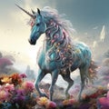 Multicolored Unicorn galloping. Dreem unicorn Royalty Free Stock Photo