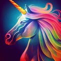 Multicolored unicorn head