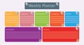 Multicolored vector schedule. Weekly planner template for companies and private use. Info graphic organizer or Weekly routine agen