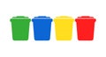 Multicolored waste containers, separate collection of garbage icons, sorting of household