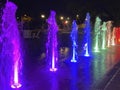 Multicolored Water Fountain Light Display at Night