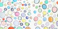 Multicolored watercolor circles pattern. Round shapes ornament. Colored painted bubbles design