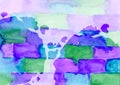 Watercolor paint abstract multicolored background. green, blue and purple Spots and splashes brick and stone texture Royalty Free Stock Photo