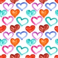 Multicolored watercolor hearts