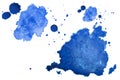 Multicolored watercolor splash texture blots background isolated. Grunge hand drawn blob, spot and droplets. Watercolour splatter Royalty Free Stock Photo