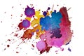 Multicolored watercolor splash texture blots background isolated. Grunge hand drawn blob, spot and droplets. Watercolour splatter Royalty Free Stock Photo