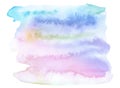 Multicolored watercolor spots in pastel colors on a paper backing. Isolated frame hand drawn by brush. Royalty Free Stock Photo