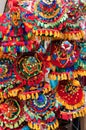 Multicolored waterman hats to sell in a street market. Morocco