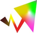 Multicolored winding arrow