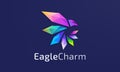 Multicolored winged crystal eagle logo design Royalty Free Stock Photo