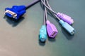 Multicolored wires for connecting computer peripherals mouse, keyboard and monitor