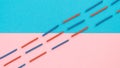 Multicolored wires diagonally on a two-tone background