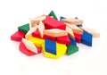 Multicolored wooden blocks.Macro.White wooden background.Isolate. Royalty Free Stock Photo