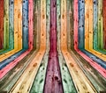 Multicolored wooden interior