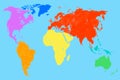 Multicolored world map, isolated