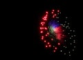 Multicolorful fireworks in black background with space for text in the left,artistic fireworks in Malta,Malta fireworks festival i Royalty Free Stock Photo