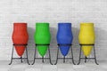 Multicolour Clay Trash Bin Pots. 3d Rendering Royalty Free Stock Photo