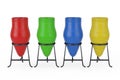 Multicolour Clay Trash Bin Pots. 3d Rendering Royalty Free Stock Photo