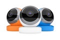 Multicolour Computer Spherical Web Cameras. 3d Rendering Royalty Free Stock Photo