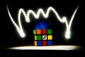 Multicolour cube with background light