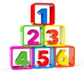 Multicolour cubes as stand with 123 Numbers