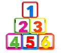 Multicolour cubes as stand with 123 Numbers