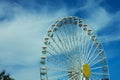 Multicolour ferris wheel on blue sky background. Copy space, street photography Royalty Free Stock Photo