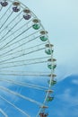 Multicolour ferris wheel on blue sky background. Copy space, street photography Royalty Free Stock Photo