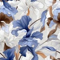 Multicolour Floral Background With Blue And Brown Flowers