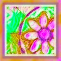 Bordered square bright flower tile