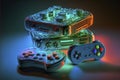 Multicolour gaming console retro