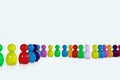 Multicolour row formed by 3d humans