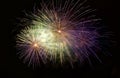 Multicoloured amazing fireworks isolated in dark background close up with the place for text, Malta fireworks festival, 4 of July, Royalty Free Stock Photo