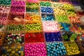 Multicoloured beads in bijouterie shop