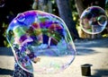 Multicoloured big soap bubbles Royalty Free Stock Photo