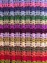 Multicoloured crochet blanket close up