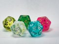 Multicoloured group of polyhedral dice Royalty Free Stock Photo