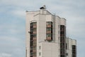 Multicoloured high-rise residential buildings in affluent areas. Multi-apartment multi-storey building with a multicolored facade Royalty Free Stock Photo