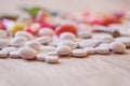 Multicoloured pills and capsules