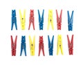 Multicoloured plastic clothes pegs